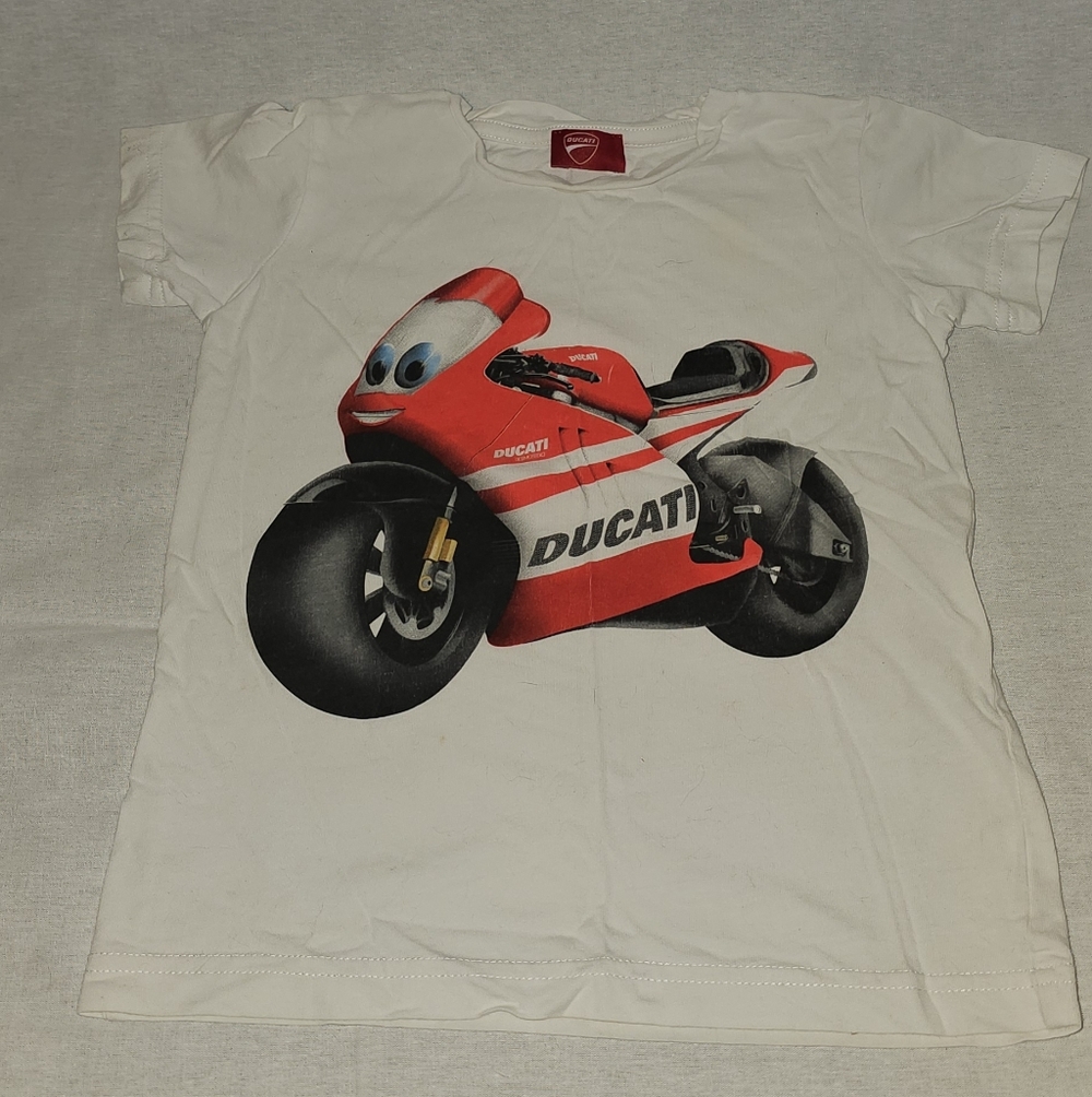 Ducati Kids' White Tee with Red Motorcycle Graphic